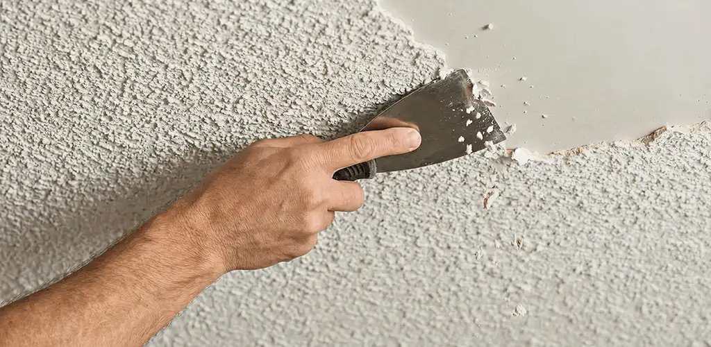 Popcorn ceiling removal scraping off textured ceiling finish in Duluth, MN