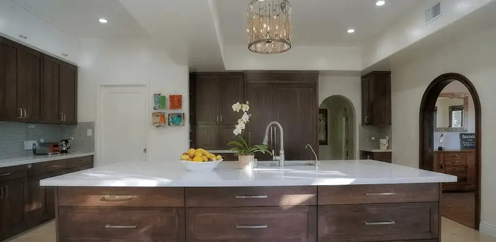 Cabinet refacing project with updated kitchen cabinets and island in Duluth, MN