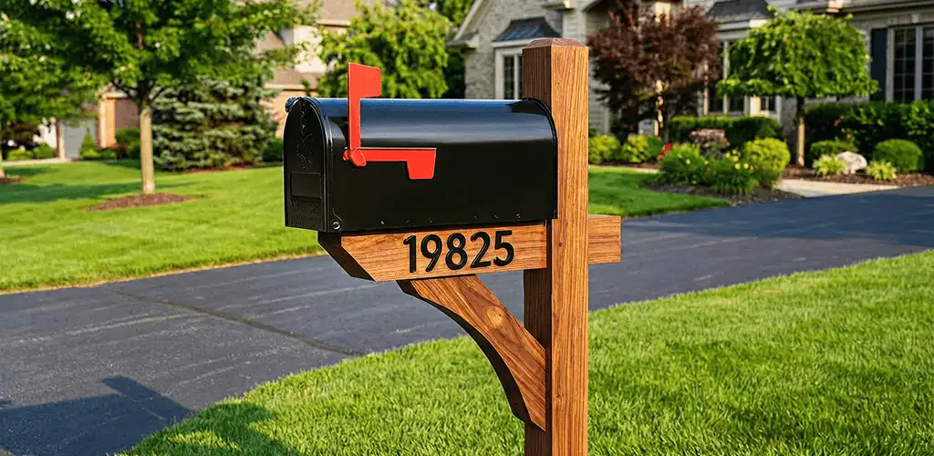 New mailbox installation with post and address number for a home in Duluth, MN